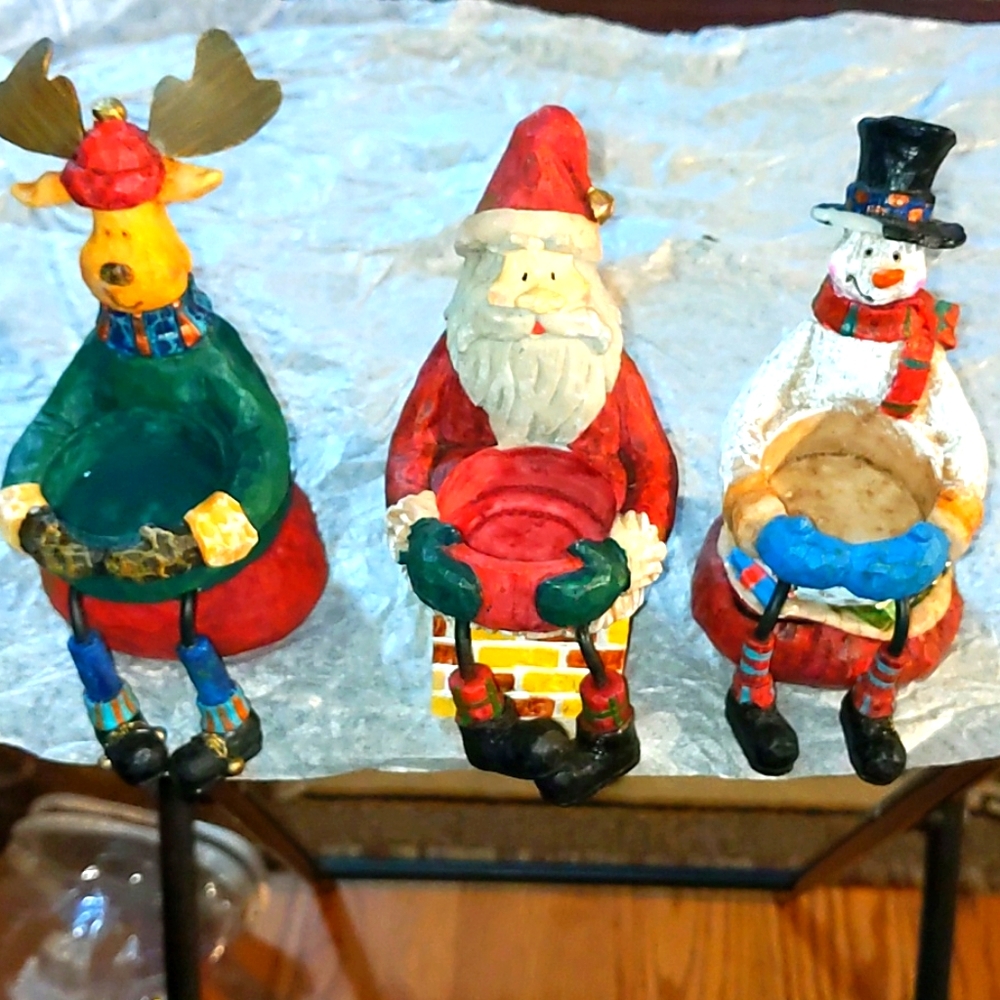 3 pc Christmas Sitting Santa Claus,reindee Snowma